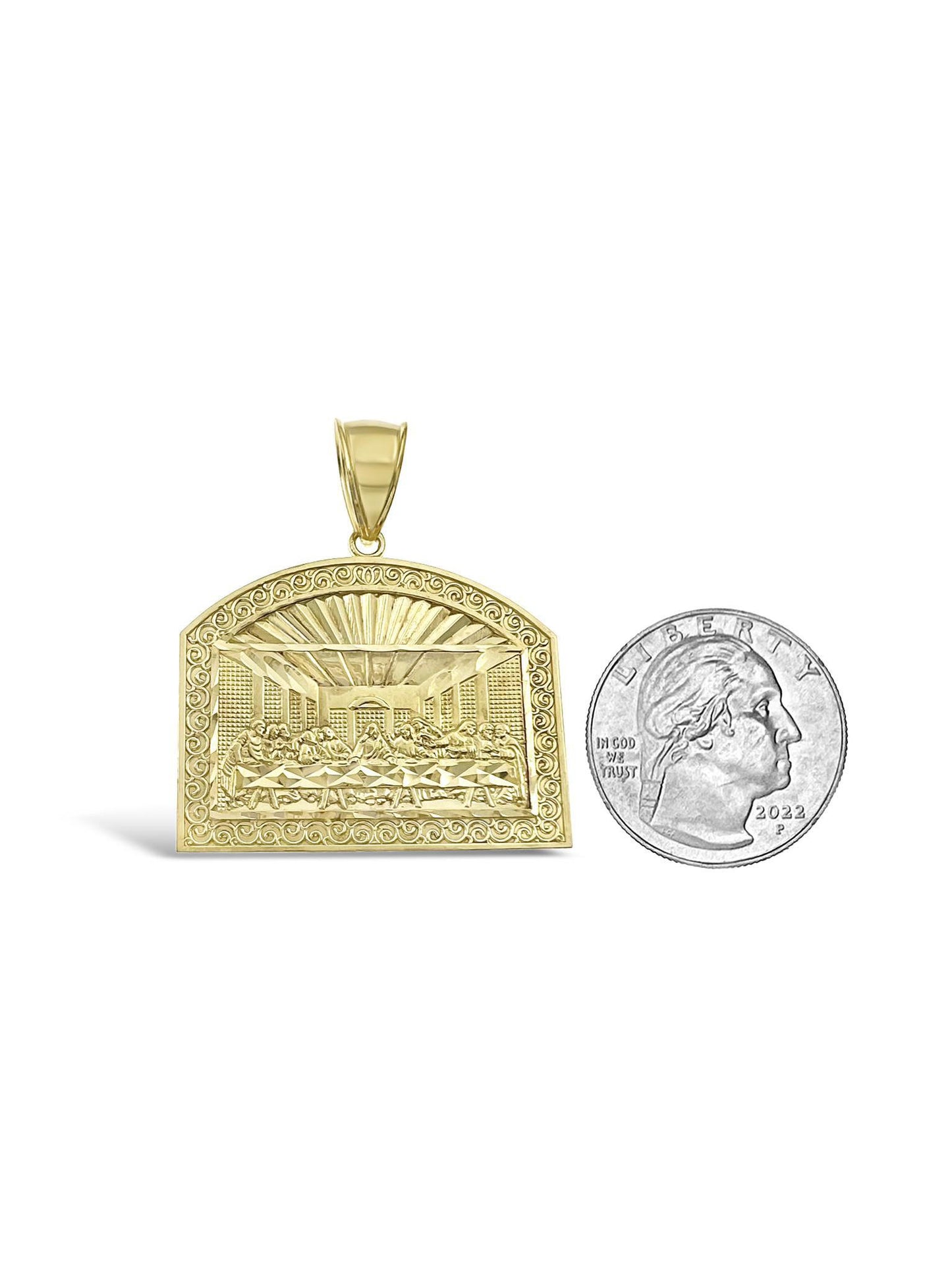 10k Yellow Gold Last Supper Pendant Men Charm 1.6"