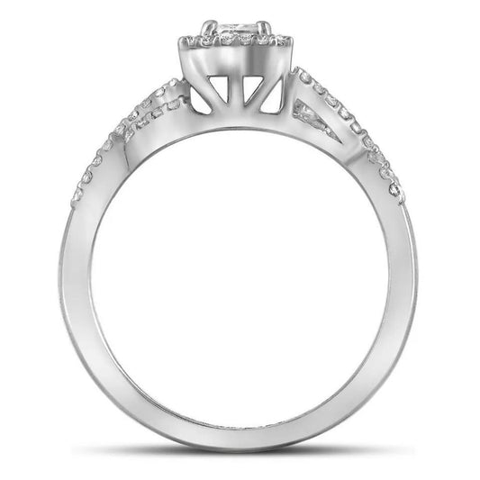 0.33ctw Princess Cut Diamond Halo Bridal Set 14K White Gold