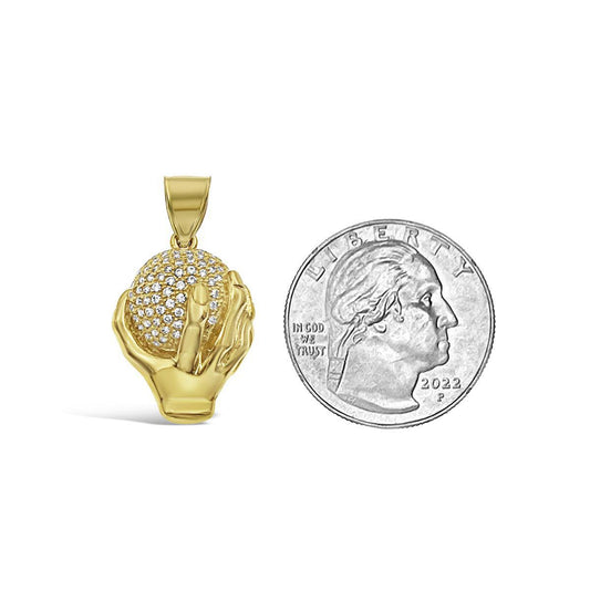 10k Yellow Gold Basketball Hands Pendant Sport