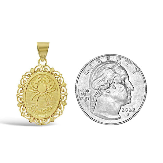 14k Yellow Gold Cancer Pendant Zodiac Star Sign