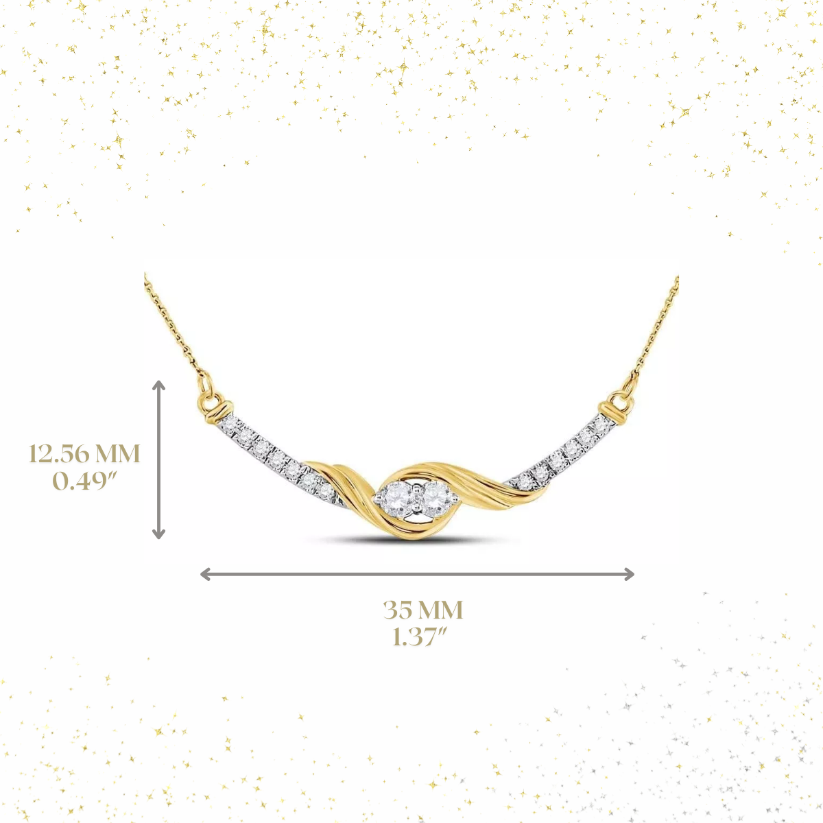 0.33 Ctw Round Diamond Bar Two stone Necklace 14k Yellow Gold Womens