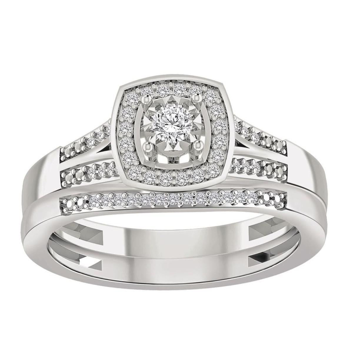 0.25cttw Round Diamond Engagement Wedding Bridal Ring Set 14k White Gold