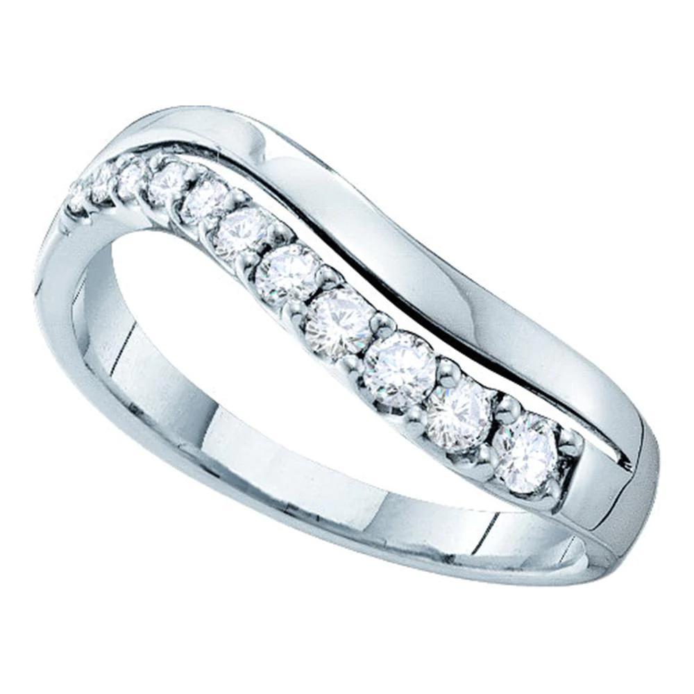 0.33ctw Diamond Wave Curved Wedding Band 14k White Gold