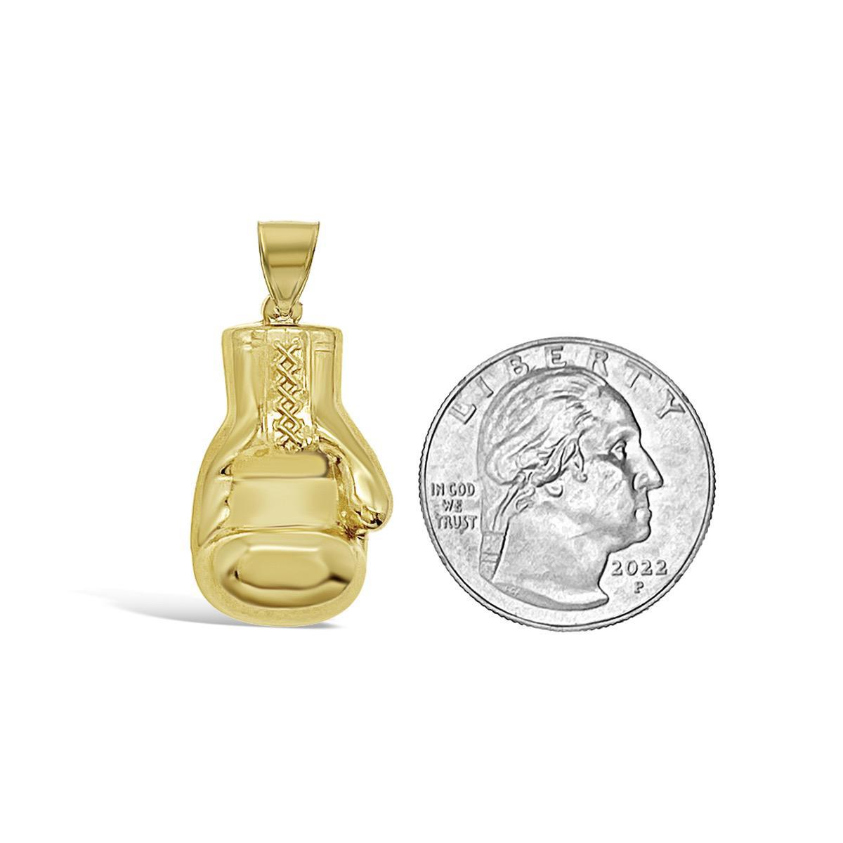 Boxing Glove Pendant Sport Charm 10k Yellow Gold 1.3 inch