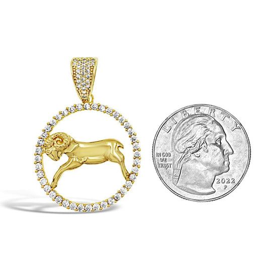 14k Yellow Gold Aries Pendant Zodiac Star Sign