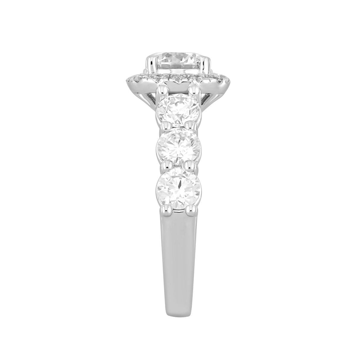2.75 cttw Lab Grown Round Diamond Cushion Shape Engagement Ring 14k White Gold