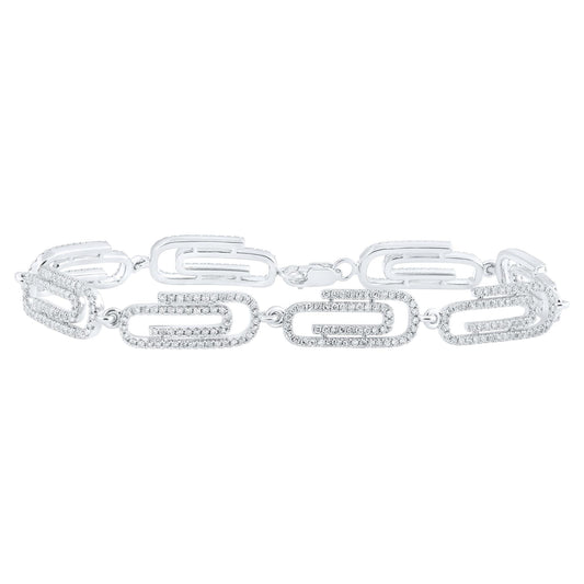 1.88 Cttw Diamond Paper Clip Bracelet 14k White Gold