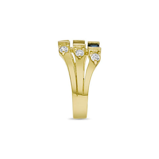 14k Yellow Gold Mother 3 Birthstone Ring White Purple Blue Multicolor CZ
