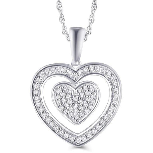 0.20ctw Diamond Open Heart Pendant 10K White Gold