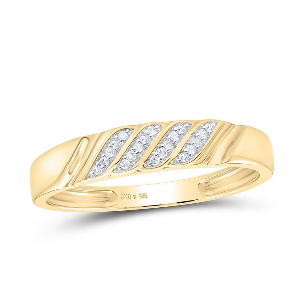 Diamond Cluster Matching His Hers Wedding Set Sterling 925 Silver Gold Tone