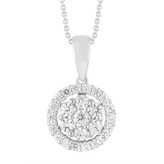 0.50 Сtw Diamond Round Cluster Womens Pendant Charm 10k White Gold