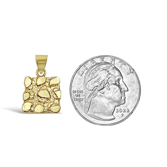 10K Yellow Gold Nugget Pendant Square