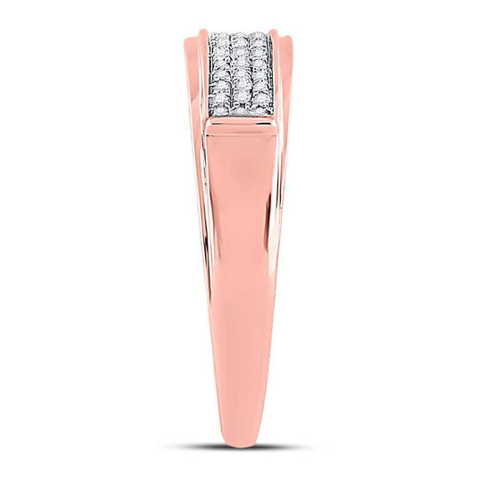 0.35cttw Diamond Square Matching Bridal Wedding His Hers Ring Set 10k Rose Gold