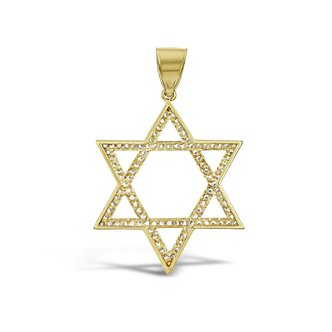 Star of David Pendant Charm 10k Yellow Gold 1.6 inch