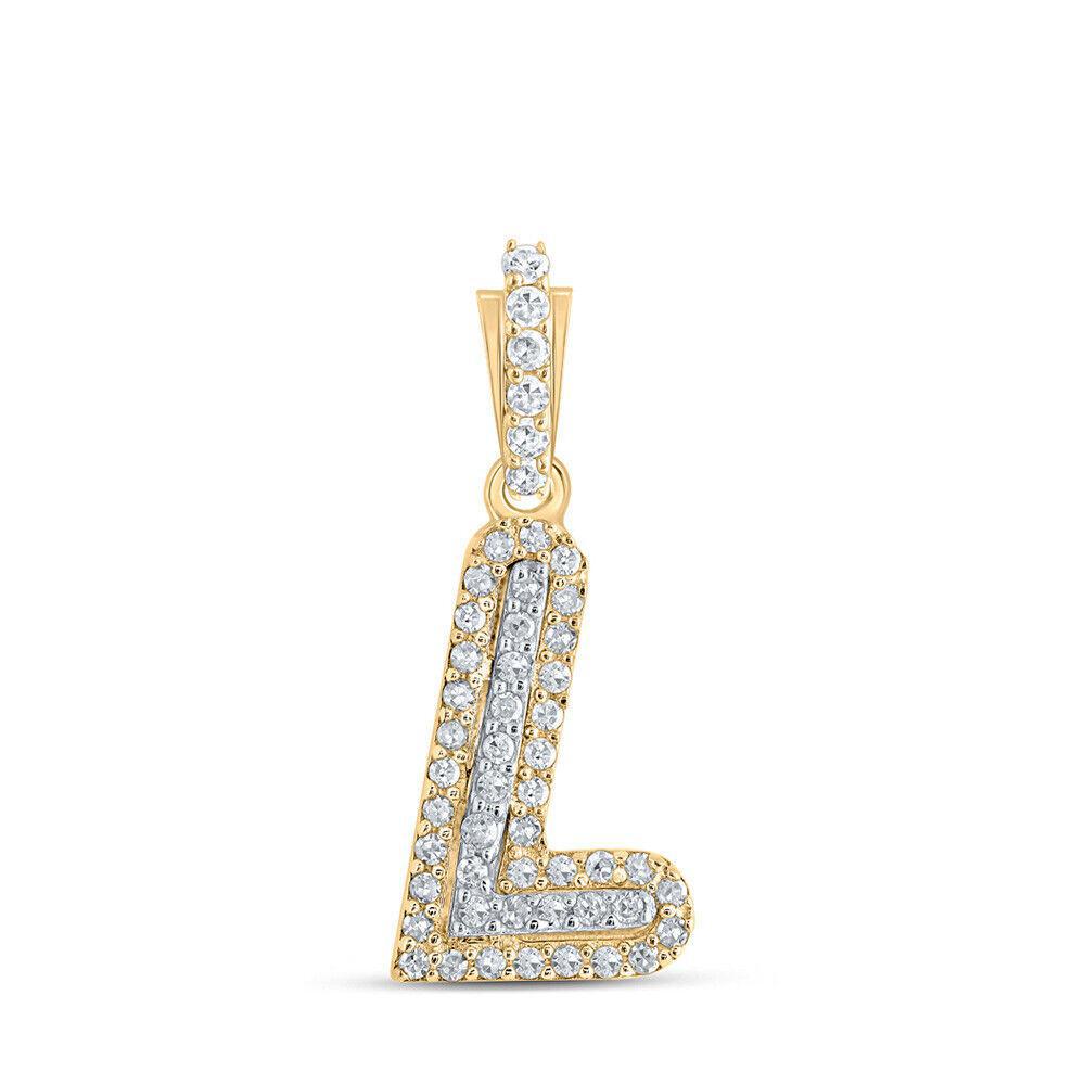 Round Diamond L Initial Letter Charm Pendant 10k Yellow Gold