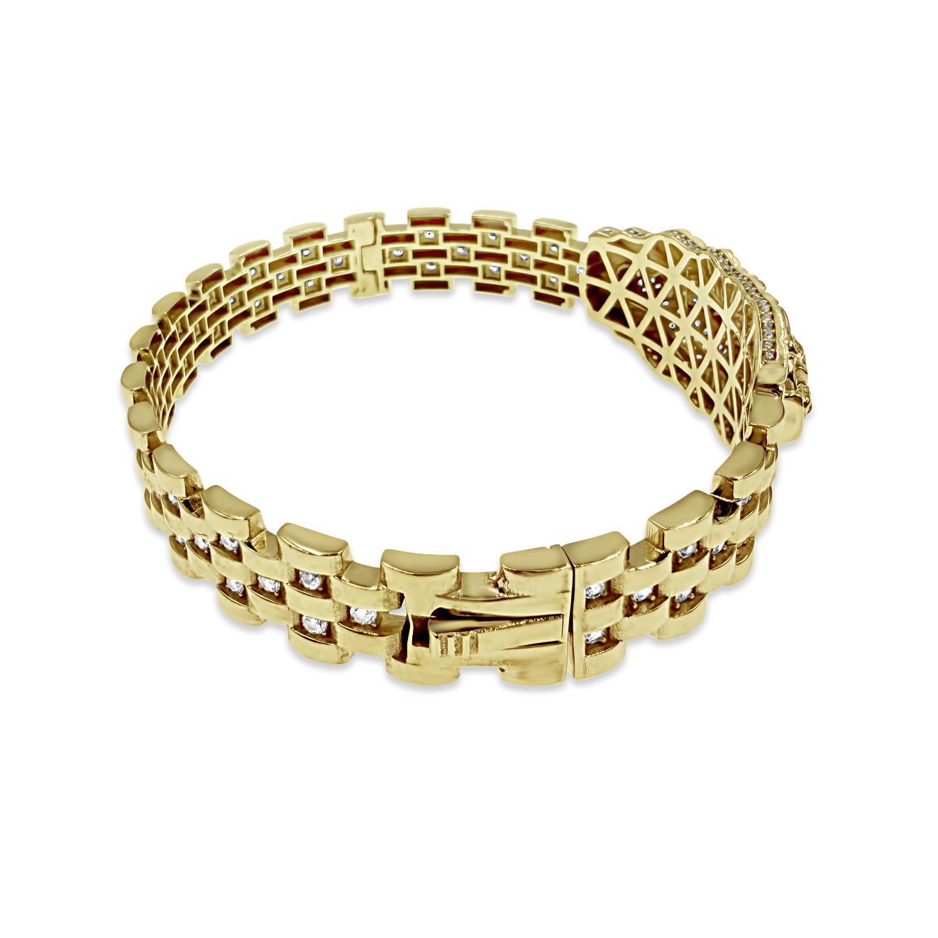 10k Yellow Gold Virgin Mary Hinged Bangle Bracelet CZ Statement