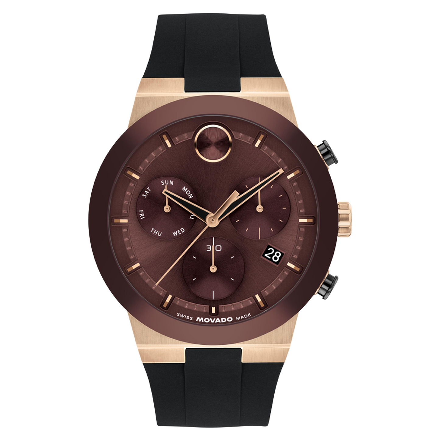 Movado Bold Quartz Chronograph Cherry Dial Mens Watch 3601332