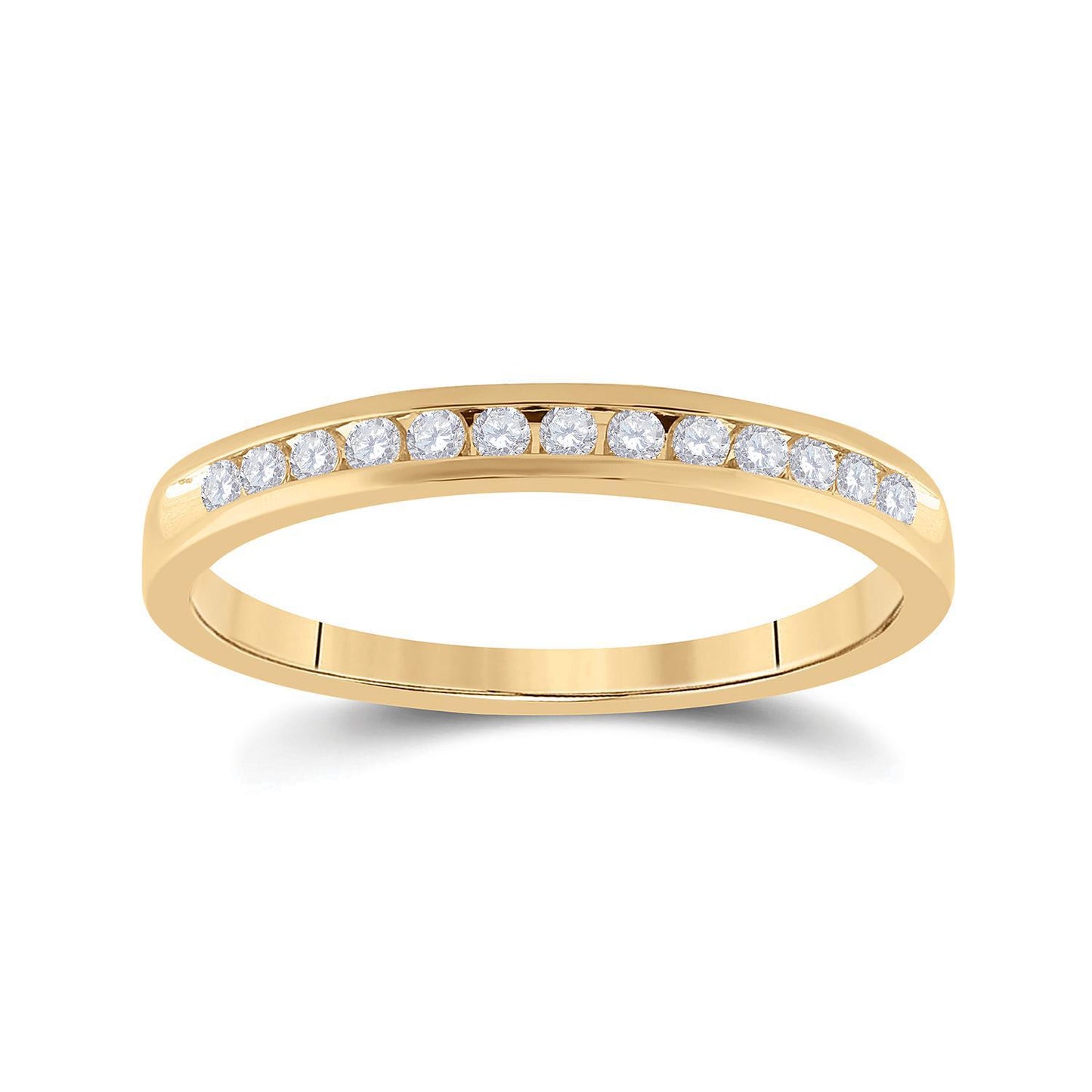Diamond Single Row Womens Wedding Ring Band 14k Yellow Gold