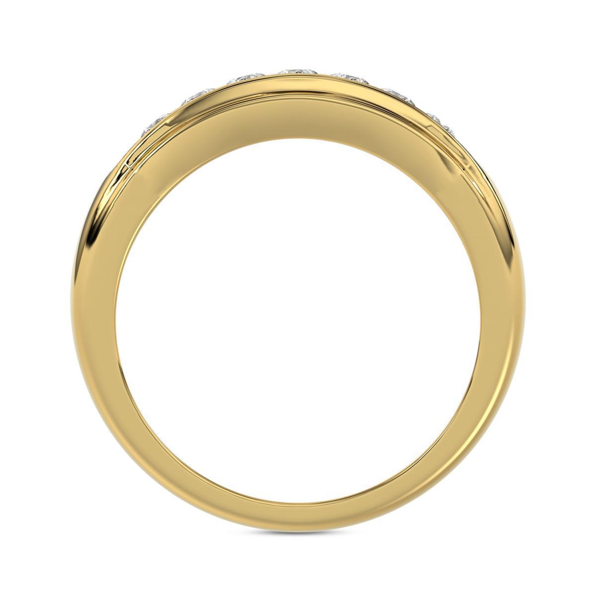 0.50cttw Round Diamond Channel Set Wedding Mens Ring Band 10k Yellow Gold