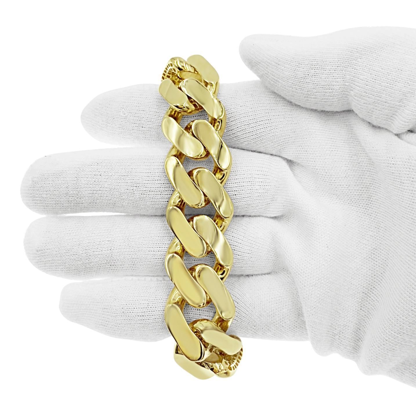 10K Yellow Gold Royal Monaco Cuban Link Bracelet 18.5mm Chain
