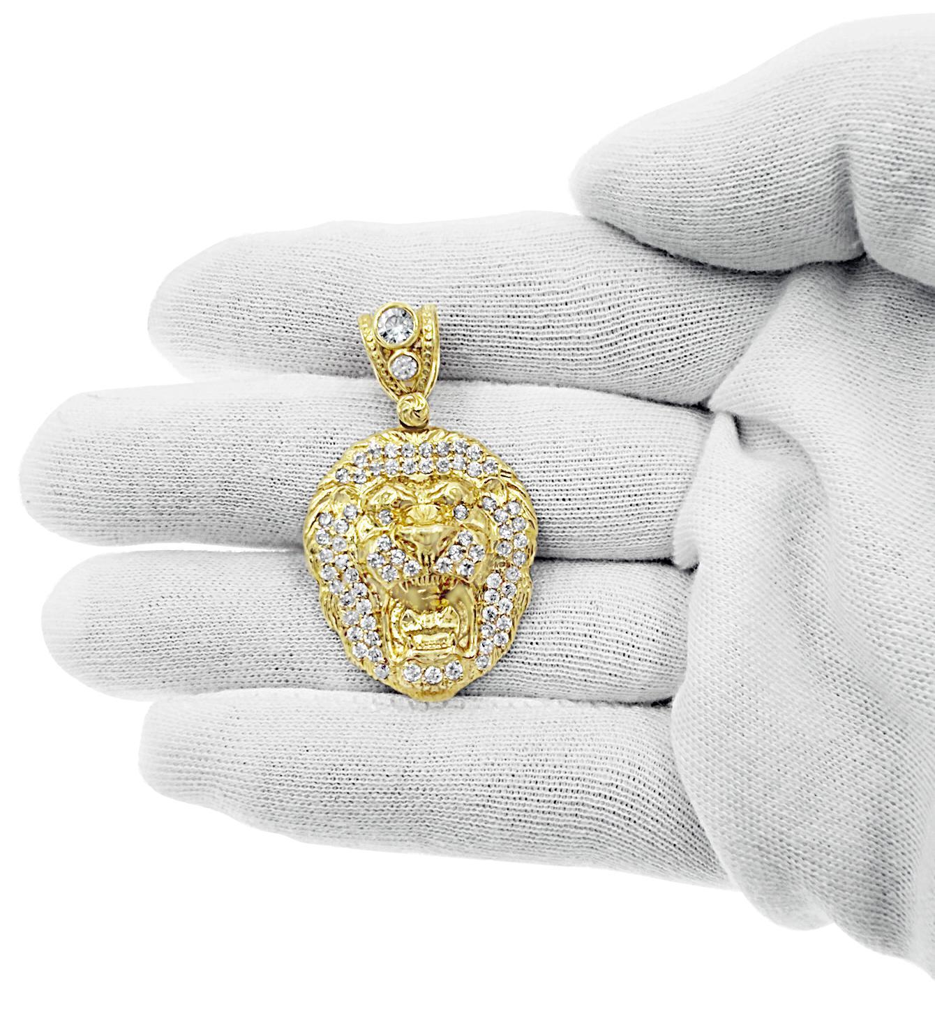 14K Yellow Gold Lion Head Pendant