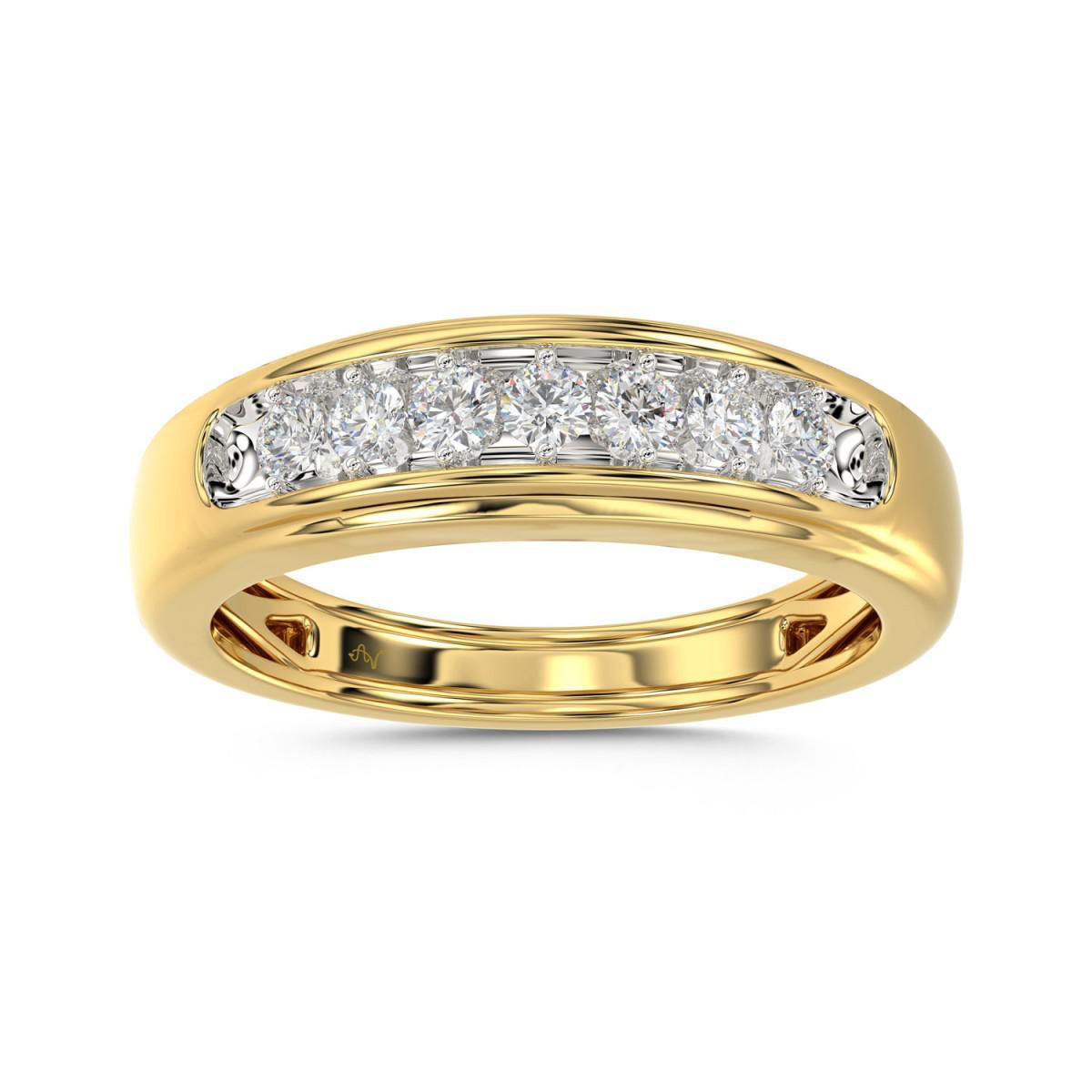 0.50cttw Round Diamond Channel Set Wedding Mens Ring Band 10k Yellow Gold