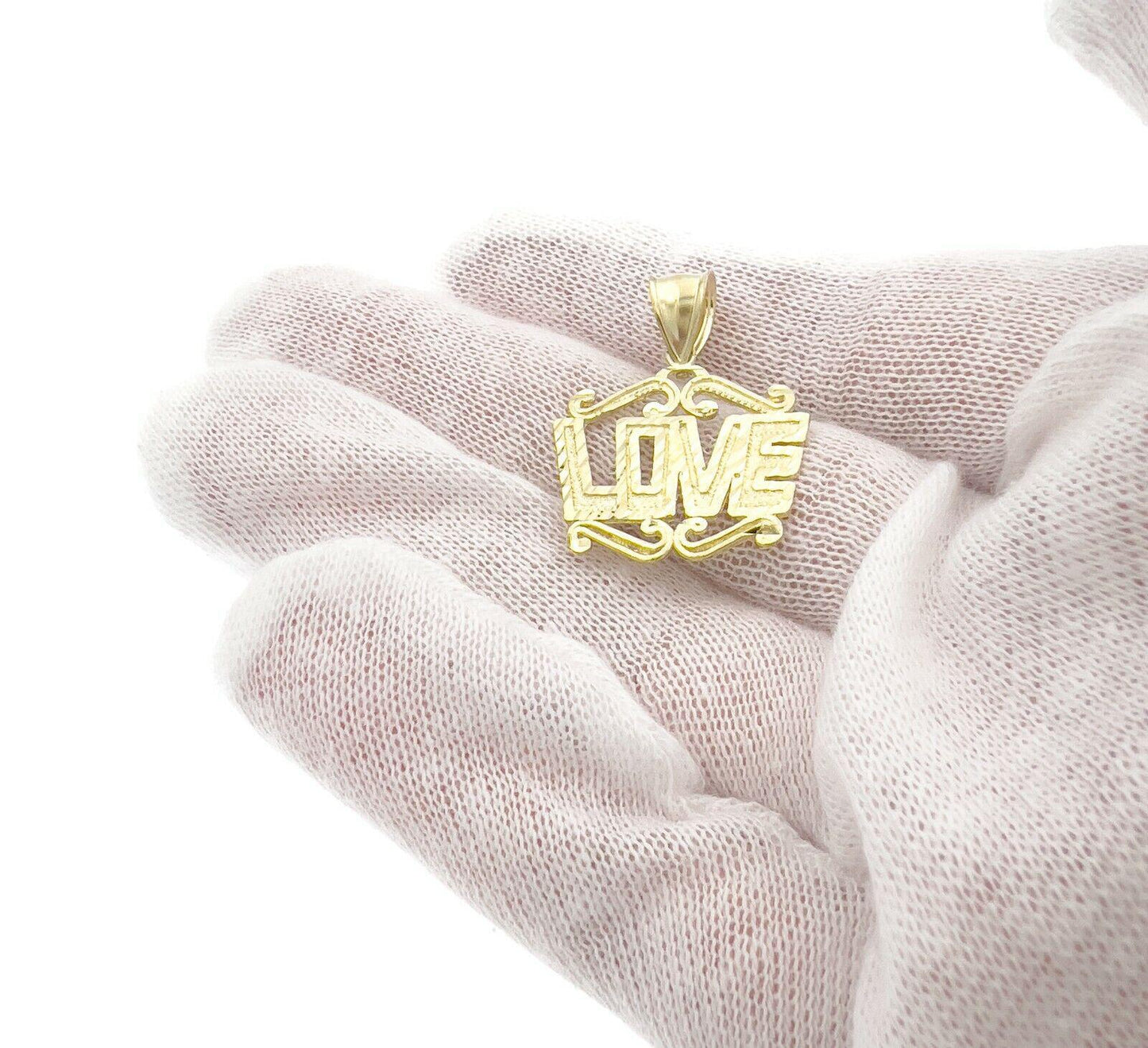 Love Pendant Charm 10k Yellow Gold 1.2 inch