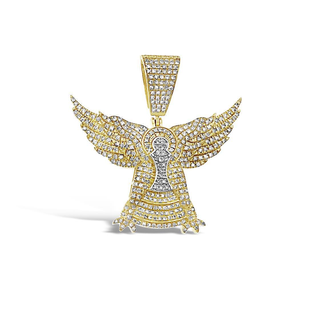 0.82 Cttw Diamond Eagle Wings Mens Pendant Charm 10k Yellow Gold