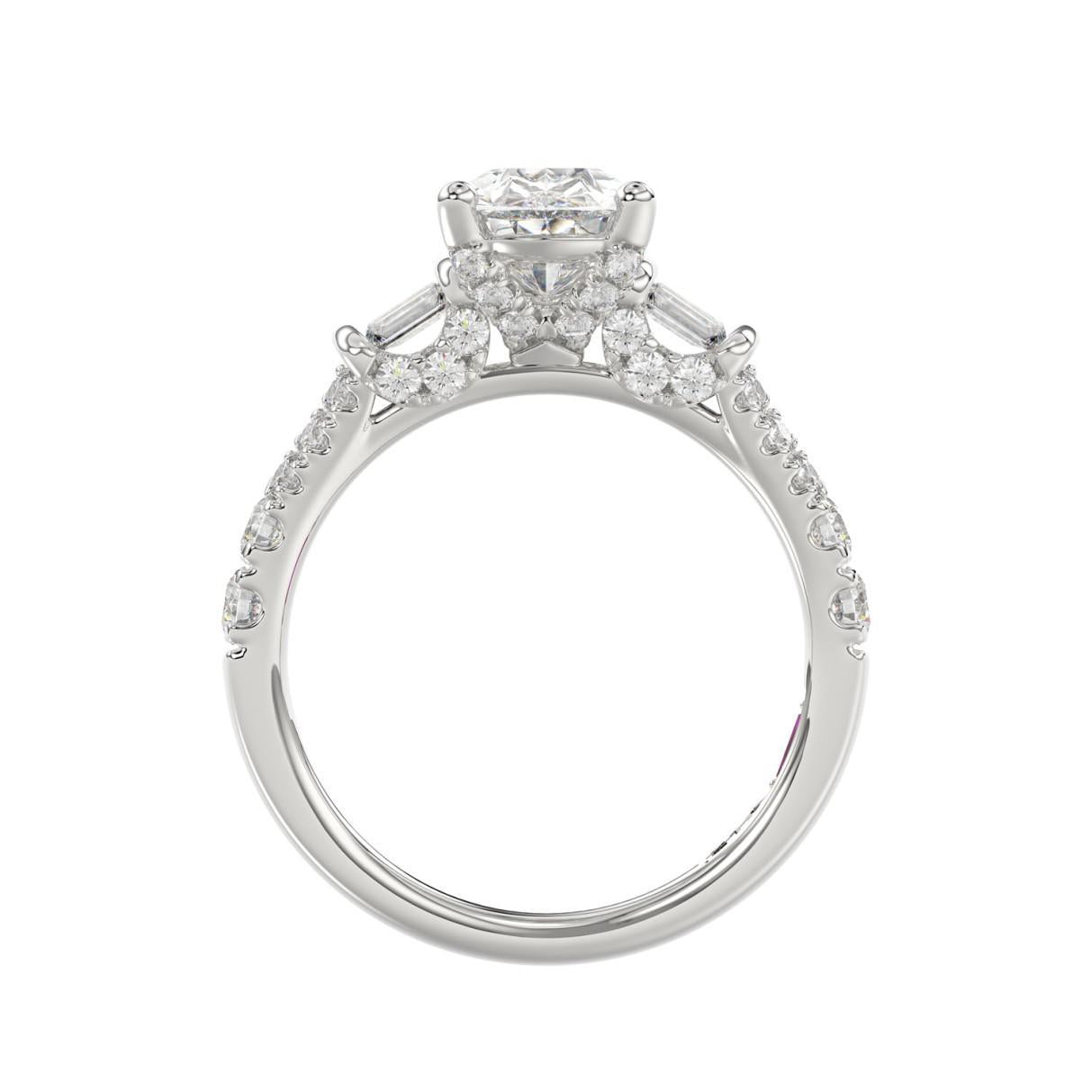 2.75 cttw Lab Grown Pear Baguette Diamond IGI Internal Stone Ring White Platinum
