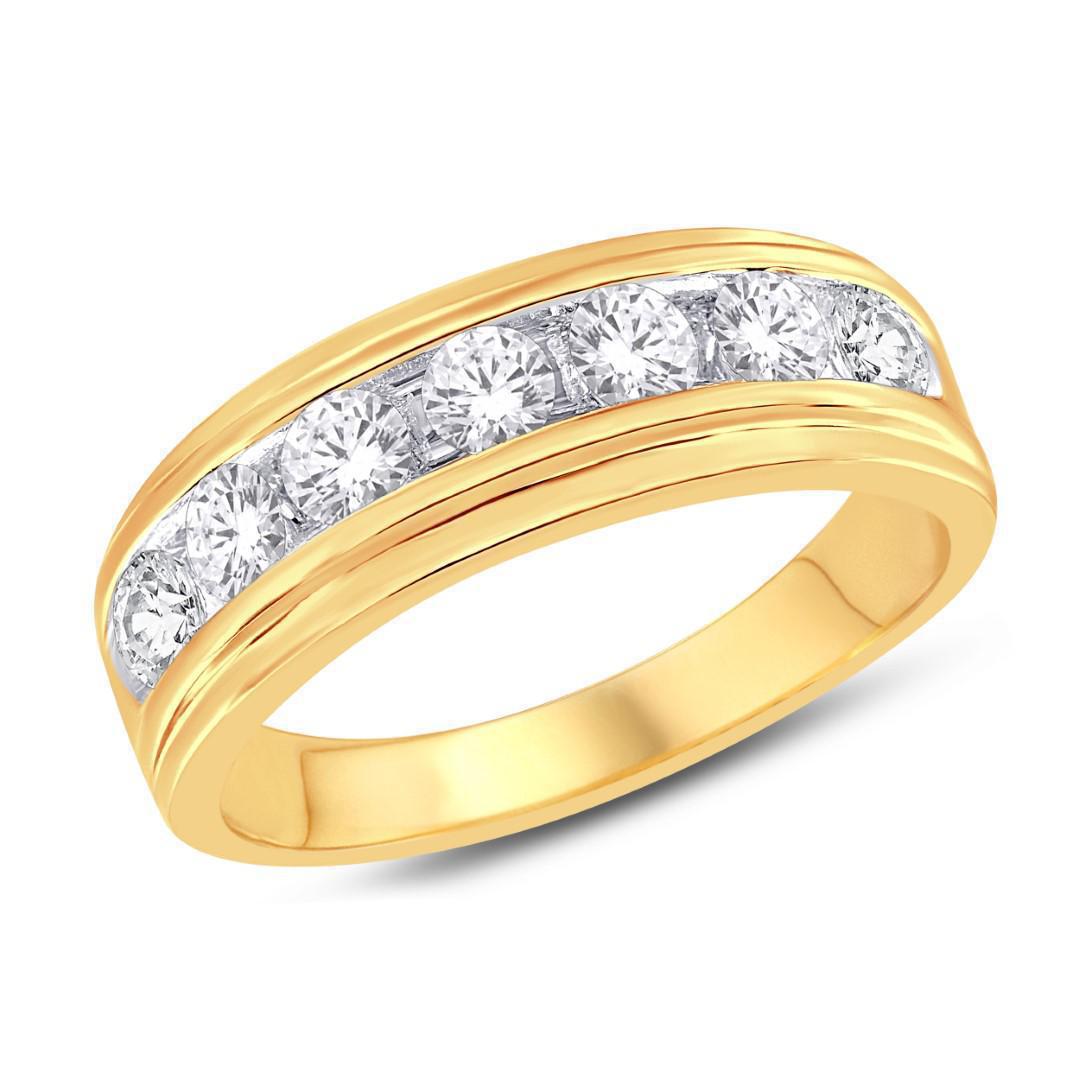 0.33Cttw Round Diamond Single Row Channel Wedding Mens Ring Band 10k Yellow Gold