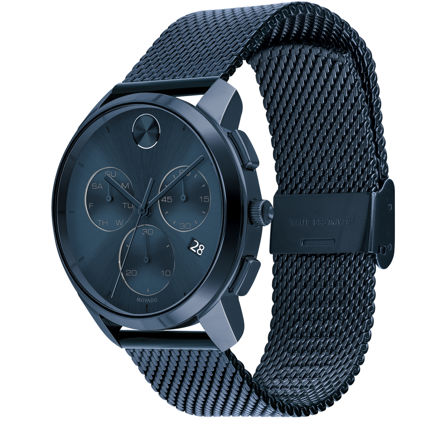 Movado BOLD Chronograph Blue Men's Mesh Bracelet Watch 3600633
