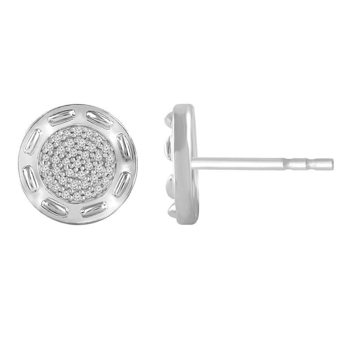 Diamond Round Shape Mens Stud Earrings 10k White Gold