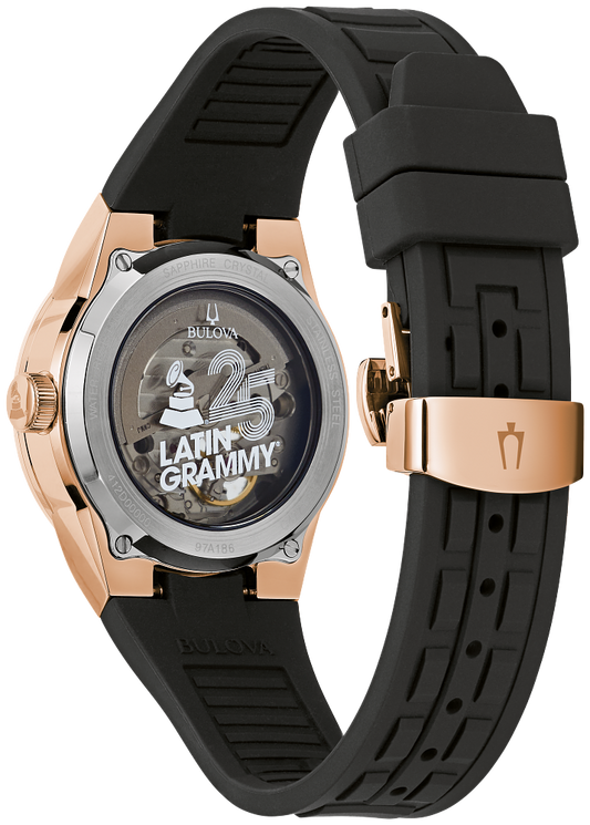 Bulova Latin Grammy Automatic Rose Gold tone Mens Watch 97A186