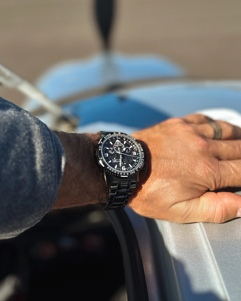 Citizen Eco-Drive Ana-Digi Display Black Dial Mens Watch JY8075-51E