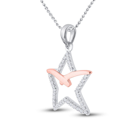 0.17ctw Diamond Star Pendant 10k Two-Tone Gold