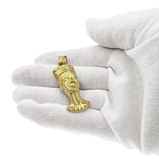 Nefertiti Egyptian Queen Pendant Charm 10k Yellow Gold