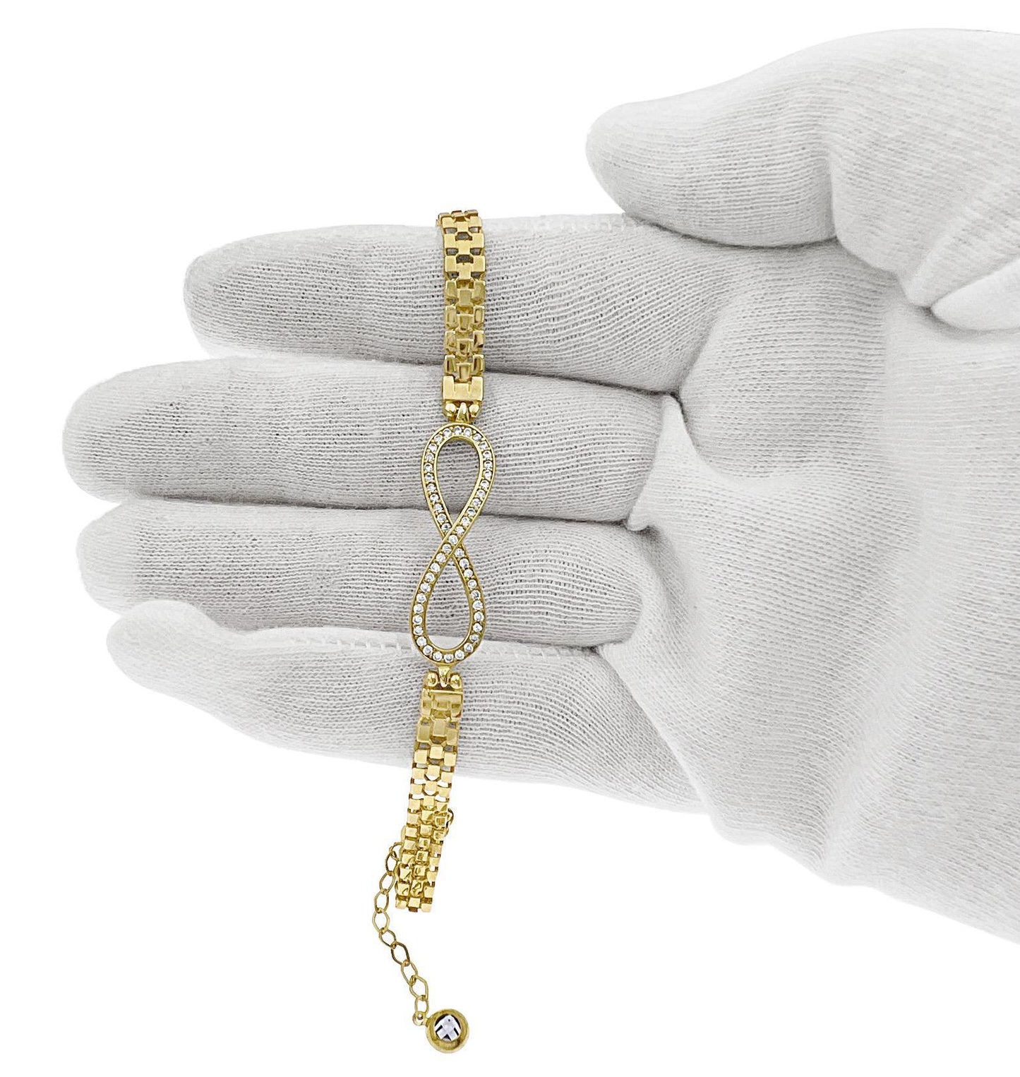 Infinity Bracelet 10k Yellow Gold Chain CZ