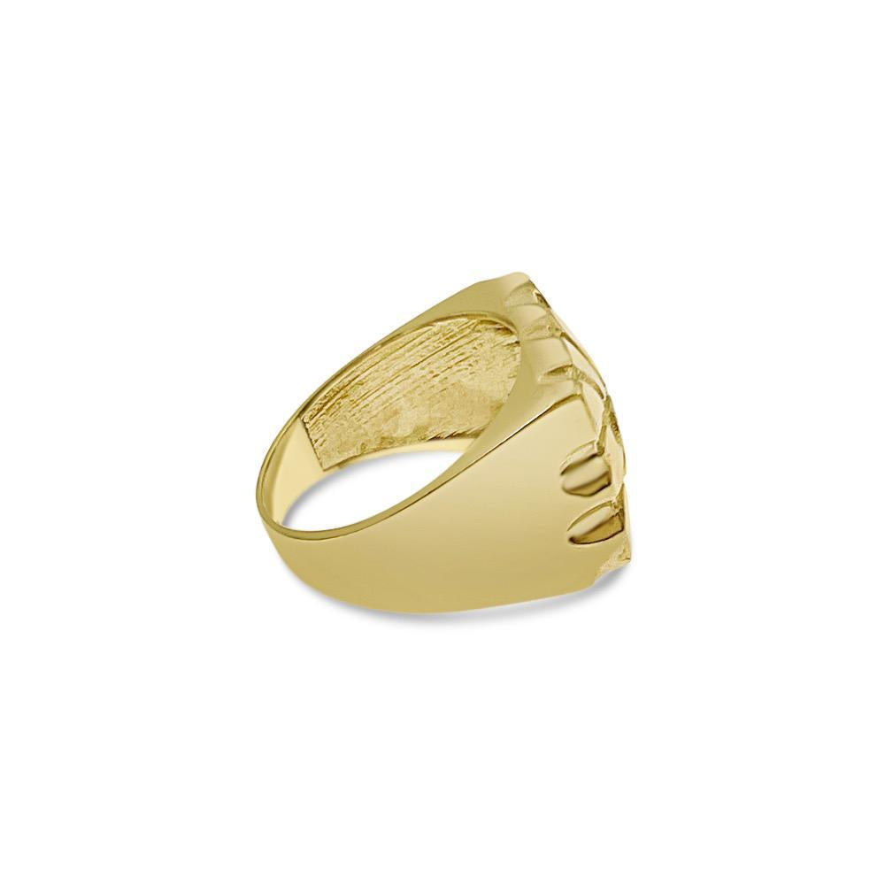 Nugget Rectangular Mens Ring 10k Yellow Gold
