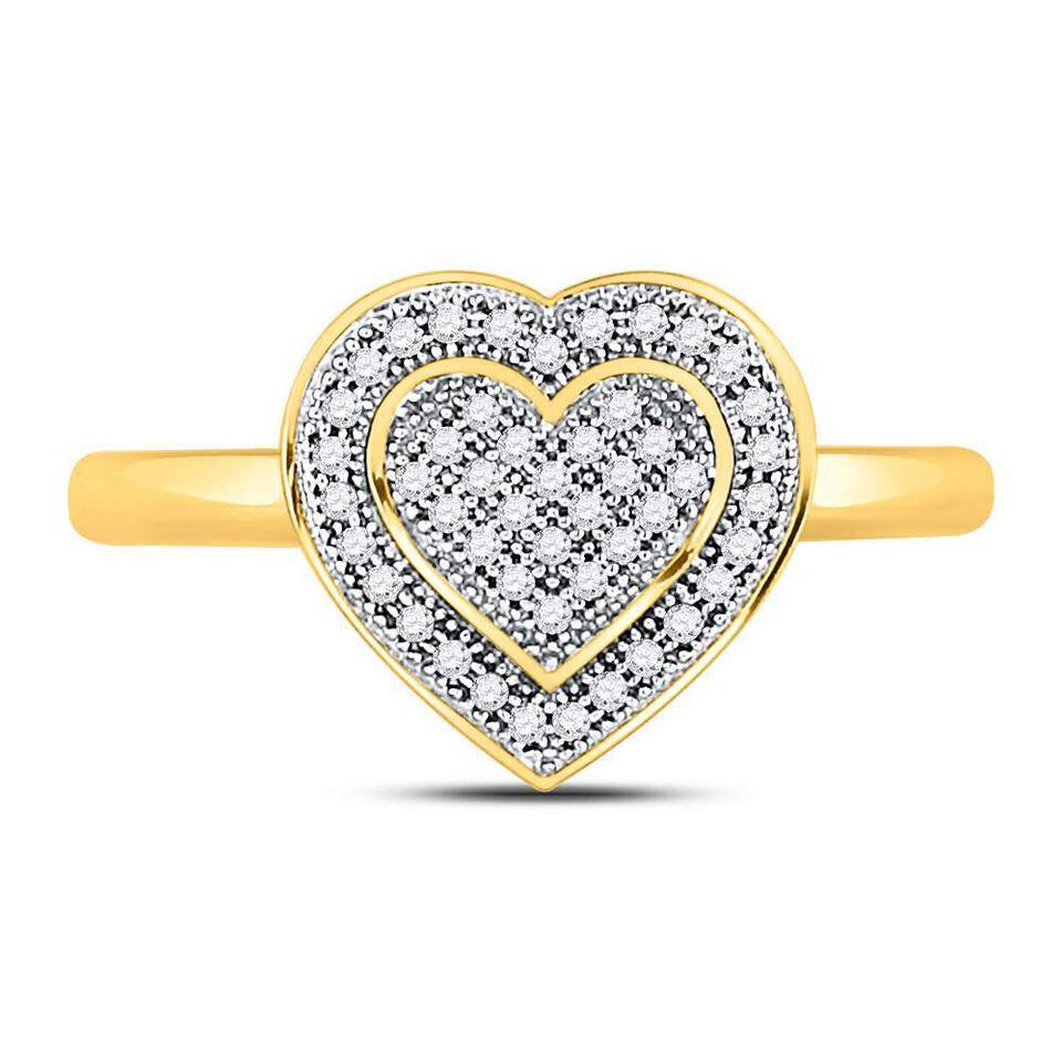 Diamond Heart Cluster Engagement Promise Womens Ring 10k Yellow Gold