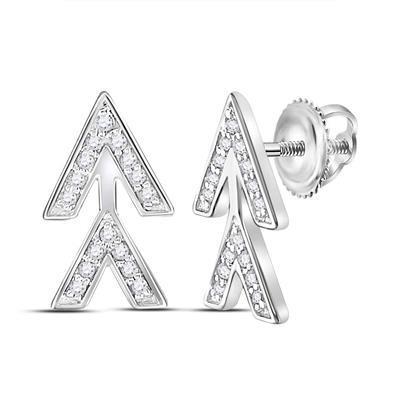 Diamond Arrows Stud Earrings 10k White Gold Screw Back