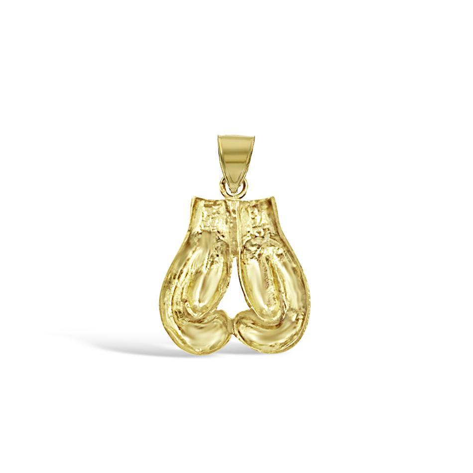 14K Yellow Gold Boxing Gloves Pendant Charm Sports Jewelry 0.9 inch