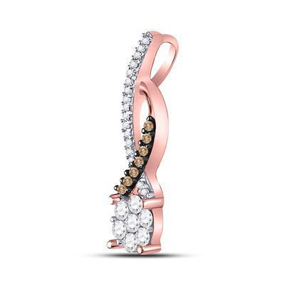 0.24ctw Chocolate & White Diamond Cluster Pendant 10k Rose Gold