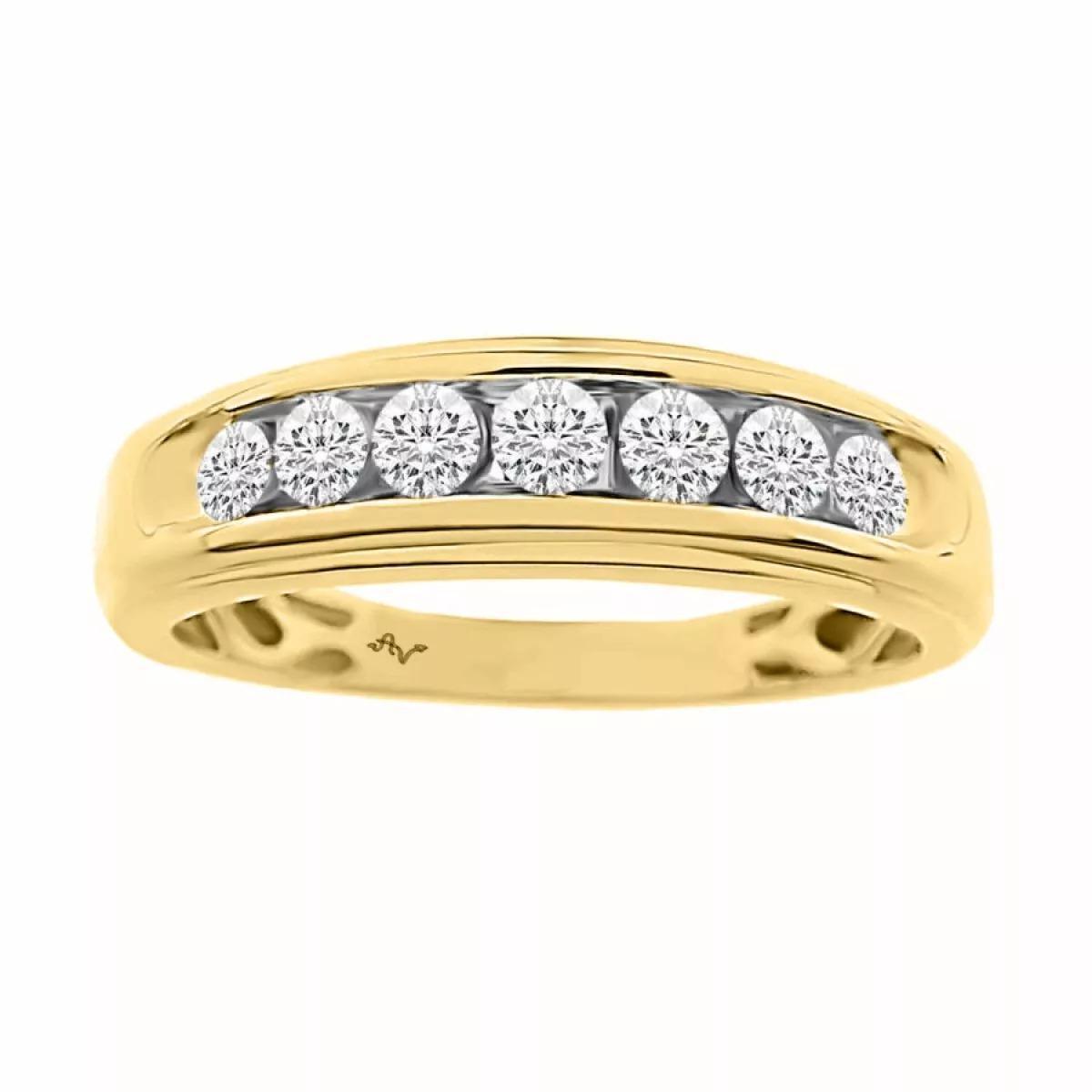 0.50cttw Round Diamond Channel Set Wedding Mens Ring Band 10k Yellow Gold