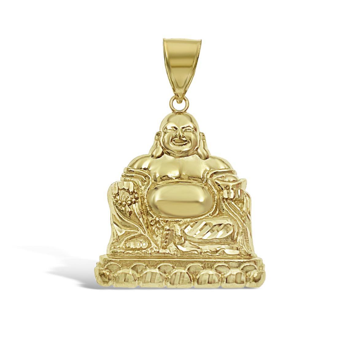 10k Yellow Gold Buddha Pendant Charm 1.7 inch