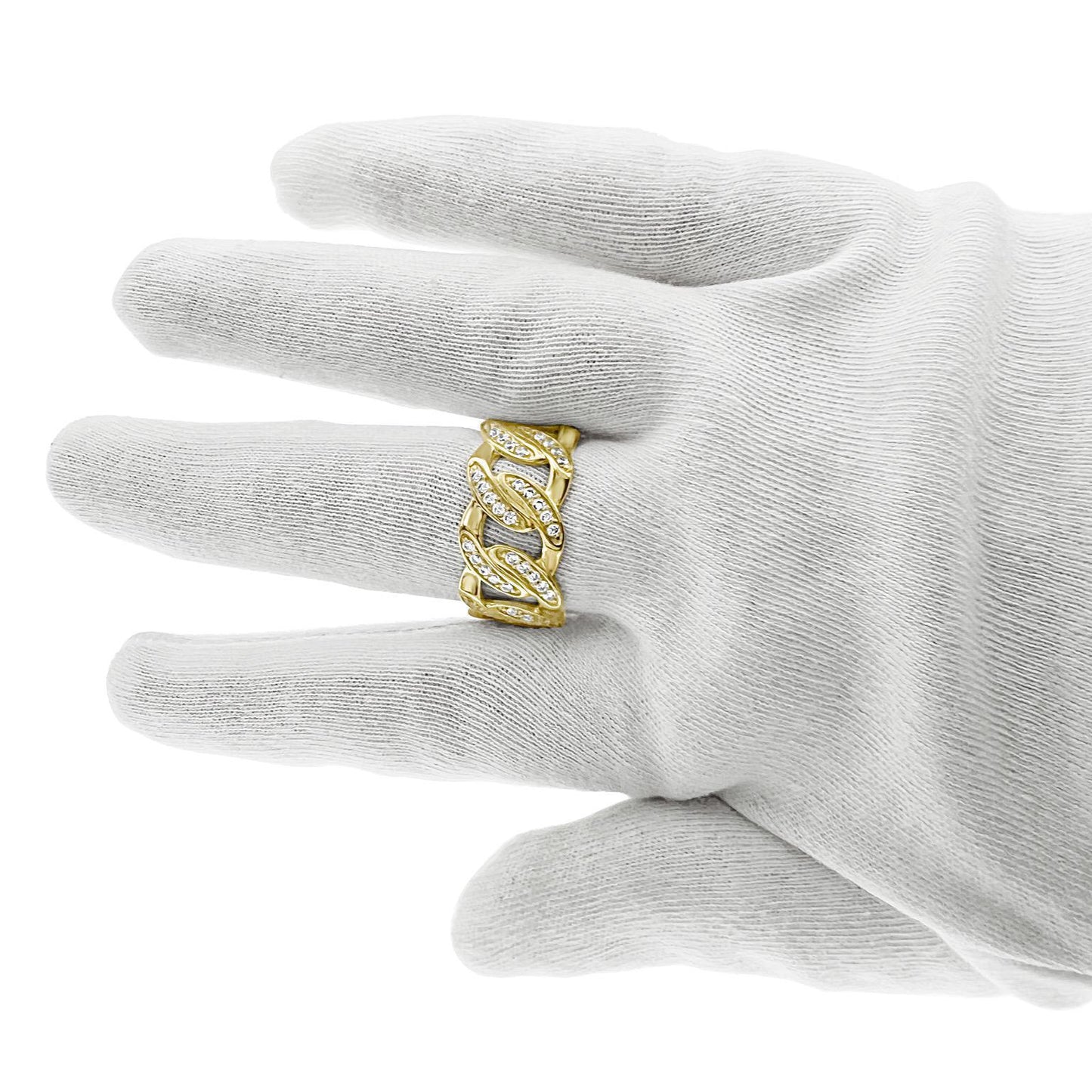 Mens Band Cuban Link Chain 10k Yellow Gold