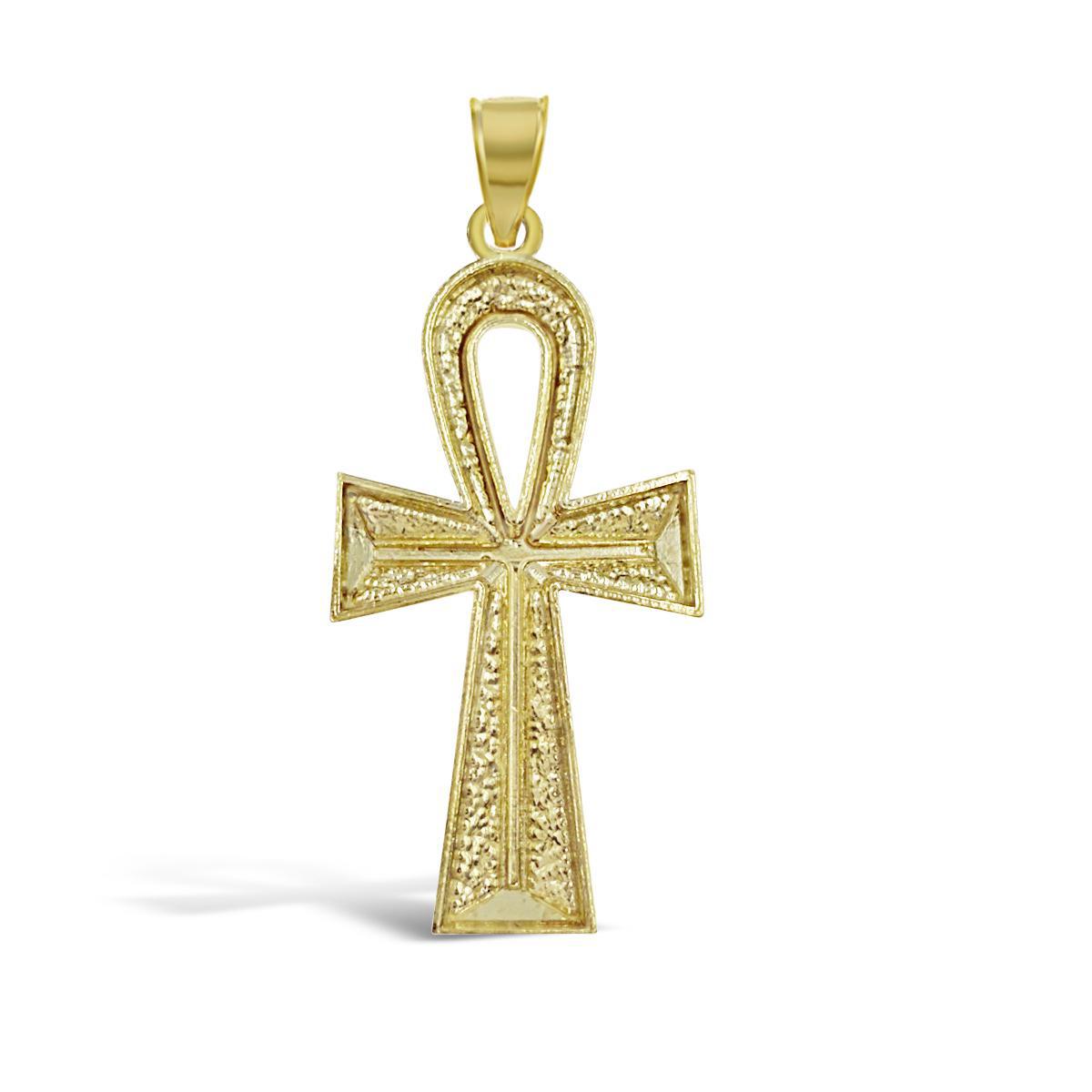 Ankh Cross Pendant 10K Yellow Gold Egyptian Religious Charm 1.4 inch