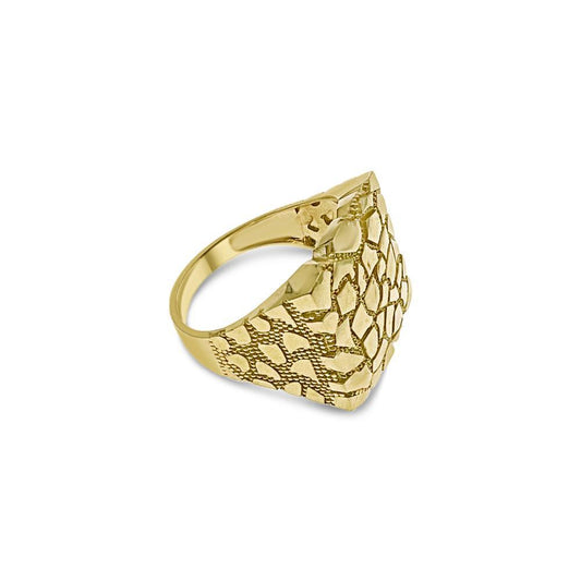 Nugget Square Mens Signet Ring 10k Yellow Gold Band