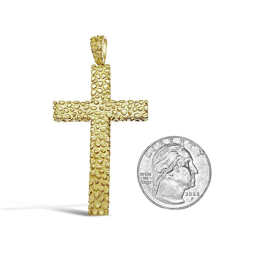 Cross Pendant Nugget Charm 925 Sterling Silver