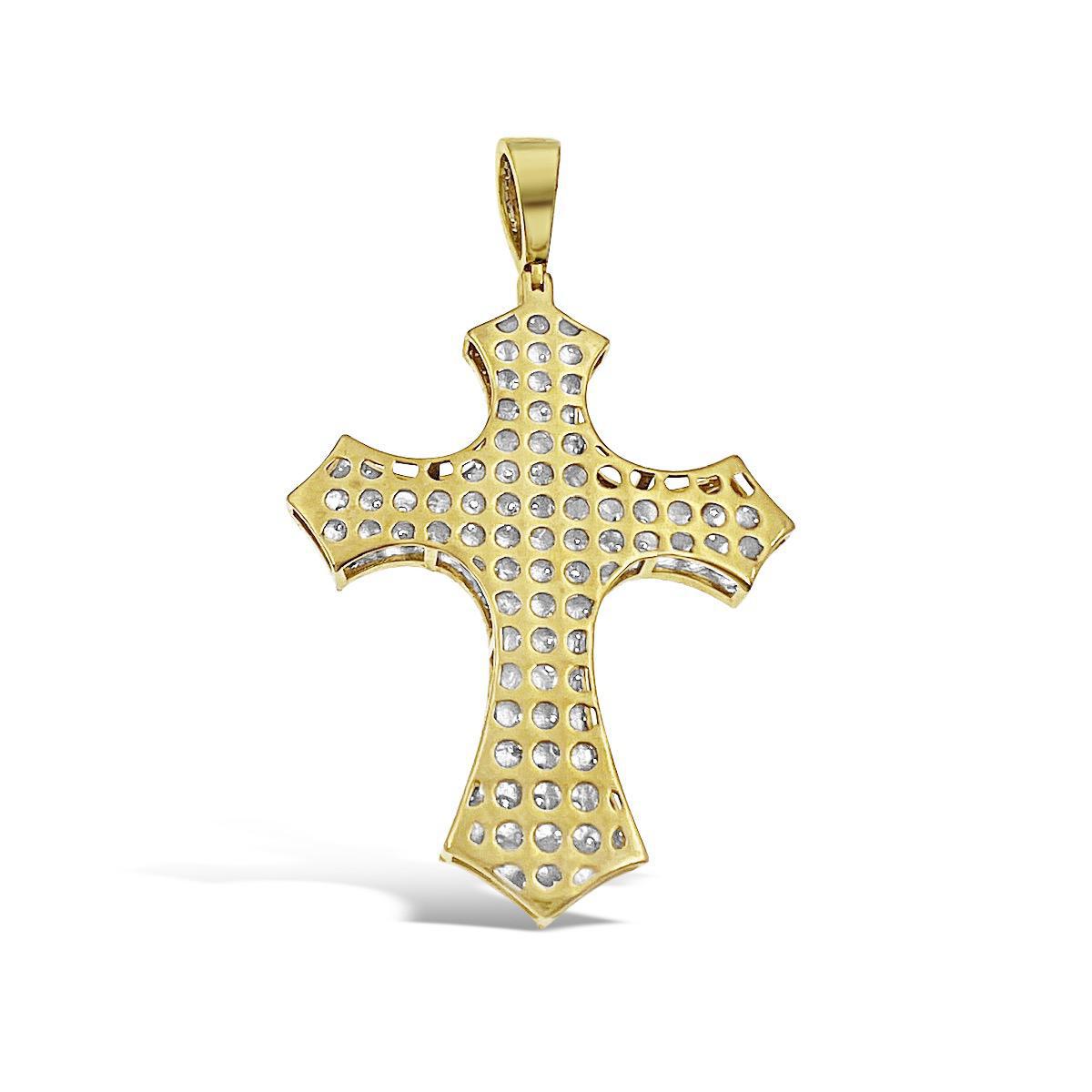 14kt Yellow Gold 3.00 Cttw Diamond Cross Pendant Mens Charm