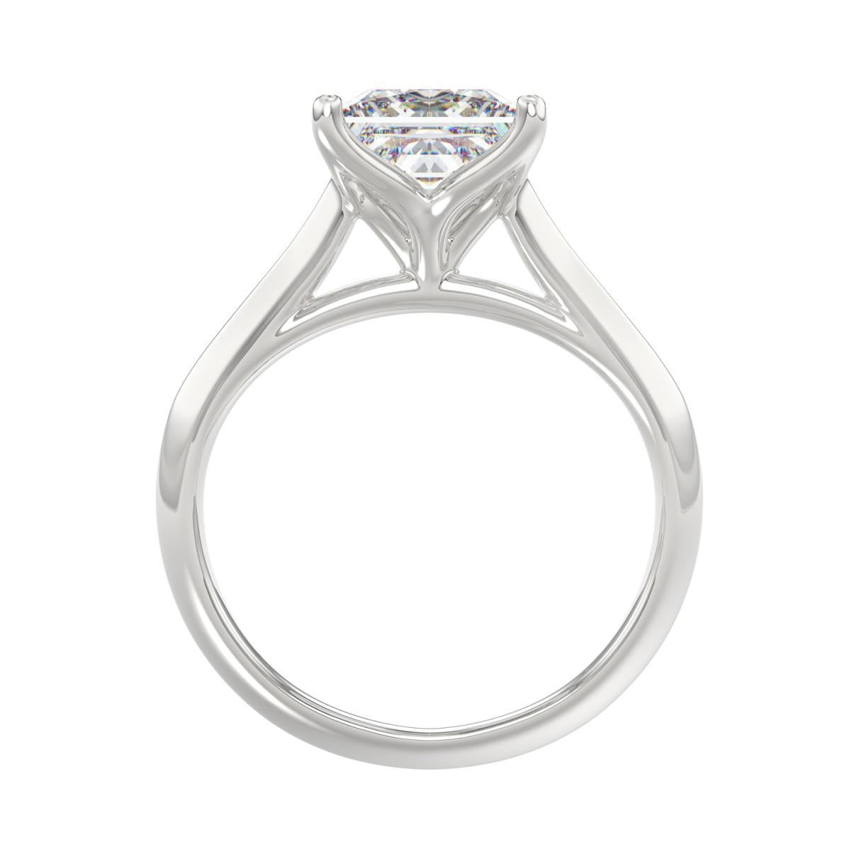 3 ct Lab Grown Princess Solitaire Diamond Engagement Ring 14k White Gold